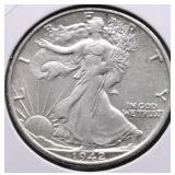 1942 S WALKING HALF DOLLAR AU