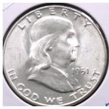 1951 S CHOICE BU FBL FRANKLIN HALF DOLLAR