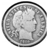 1910 BARBER DIME G