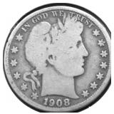 1908 BARBER HALF DOLLAR G