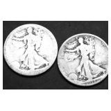 2 WALKING HALF DOLLARS