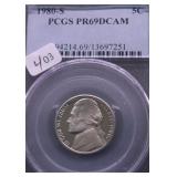 1980 S PCGS PF69DC JEFFERSON NICKEL