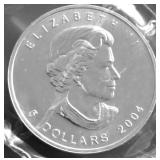 2004 CANADA MAPLE LEAF 1 OZ .9999 SILVER GEM