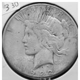 1922 S PEACE DOLLAR VF