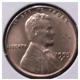 1955 S GEM RED LINCOLN CENT