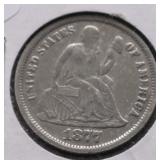 1877 CC SEATED DIME XF