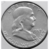 1957 FRANKLIN HALF DOLLAR AU