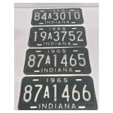 (4) 1965 Indiana License Plates