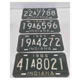 (4) 1965 Indiana License Plates