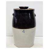 4 Gallon Brown & White Stoneware Churn