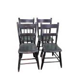 4 Matching Primitive Plank Bottom Chairs