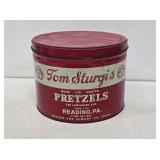 Tom Sturgis Pretzels Metal Advertising Tin