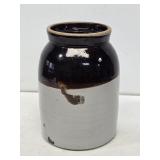 Brown & White Stoneware Jar