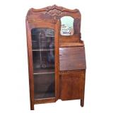 Oak Drop Front Secretary Bookcase