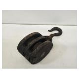 Large Wooden 2 Wheel Pulley