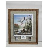 1991 Leo Stans Duck Print with Stamp and Coins