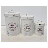 3 Piece Primitive Metal Canister Set