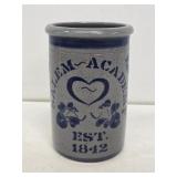 Salem Academy Blue Decorated Stoneware Crock