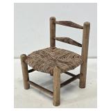 Primitive Wooden Doll Chair with Woven Seat