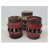 3 Primitive Wooden Wagon Wheel Hubs