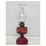 Red Glass Oil Lamp with Chimney