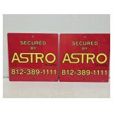 2 Astro Security Metal Signs