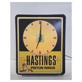 1960's Hastings Piston Rings Light-Up Clock