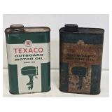 2 Texaco Outboard Motor Oil Cans