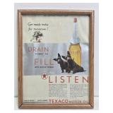 1940's Texaco Motor Oil Framed Advertisement