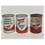 3 Texaco Aircraft Engine Oil 1 Quart Cans