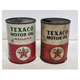 2 Texaco Motor Oil 1 Quart Cans
