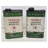 2 Texaco Outboard Motor Oil Cans