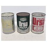 3 Texaco Ursa Motor Oil 1 Quart Cans