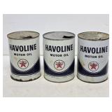 3 Texaco Havoline Motor Oil 1 Quart Cans