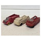 3 Early Auburn Rubber Fire Truck Toys