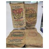 4 Advertising Burlap Sacks