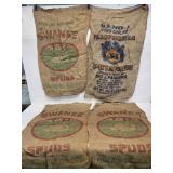 4 Advertising Burlap Sacks