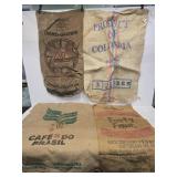 4 Advertising Burlap Sacks