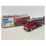 Tin Fire Truck Friction Toy with Original Box