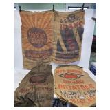 4 Advertising Burlap Sacks
