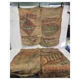 4 Advertising Burlap Sacks