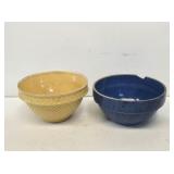 2 Early 10" Stoneware Mixing Bowls