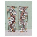 2 Decorative Metal Flower Wall Art Panels