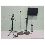 Assorted Mic Stands, Music Stands, Guitar Stands
