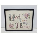 "God Bless our Home" Framed Sampler