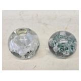 2 Small Art Glass Paperweights