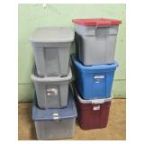 6 Plastic Storage Totes with Lids