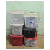 6 Plastic Storage Totes with Lids