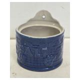 Blue Stoneware Hanging Salt Crock