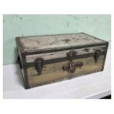 Early Military Foot Locker with Wooden Tray
